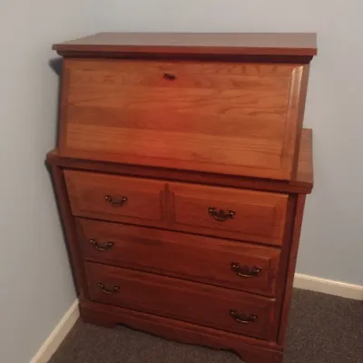 Vintage Solid Wood Drop Front Secretary