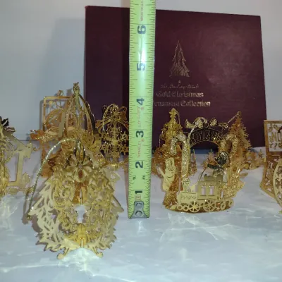 Vintage Danbury Mint Gold Christmas Ornament Collection- 12 Pieces