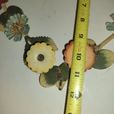 Metal Floral Heart Wreath Hanging Decor- Approx 13 3/4" Wide