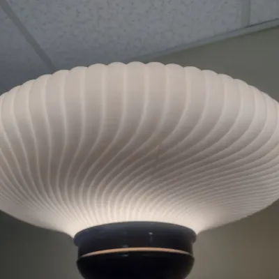 Vintage Floor Lamp with Ribbed Swirl Glass Shade