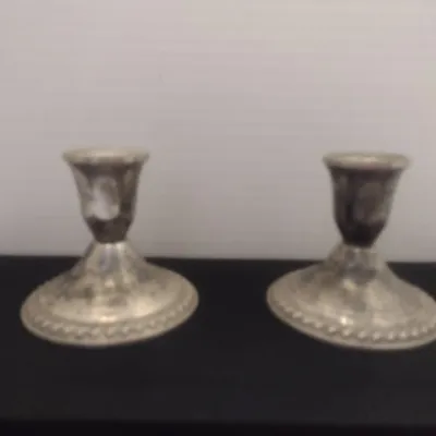 Sterling Silver Duchin Creation Weighted Candle Stick Holders- Approx 3 1/4" Tall