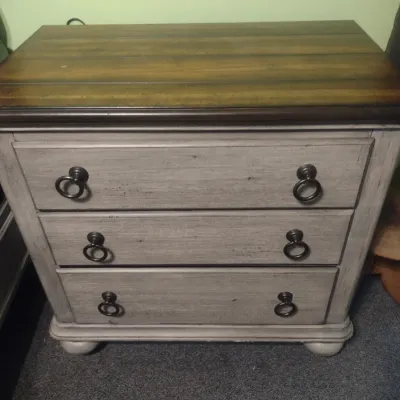 Two Tone Flexsteel Brand Three Drawer Bedside Dresser Choice A