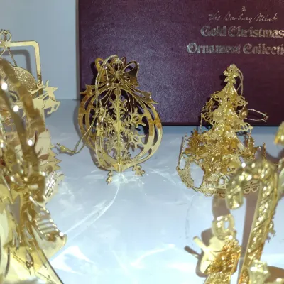 Vintage Danbury Mint Gold Christmas Ornament Collection- 12 Pieces