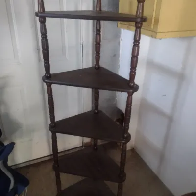 Vintage Wood Corner Etagere