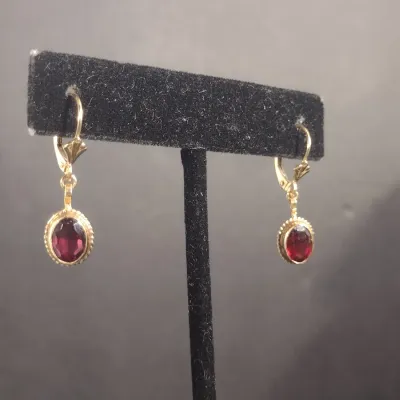 14 Karat Yellow Gold and Gemstone Earrings- Approx 2.4 Grams Total Weight (#29)