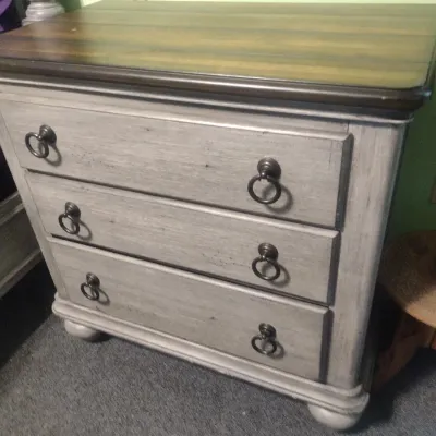 Two Tone Flexsteel Brand Three Drawer Bedside Dresser Choice A
