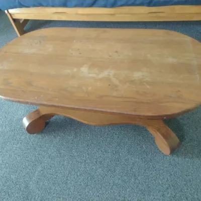 Empire Design Solid Wood Coffee Table and Round Pedestal Side Table (See all Pictures)