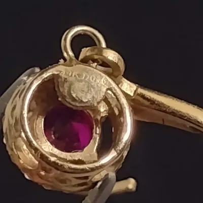 14 Karat Yellow Gold and Gemstone Earrings with Moissanite Border- Approx 1.7 Grams Total Weight (#30)
