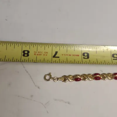 10 Karat Yellow Gold Ladybug Design Bracelet- Approx 7" Long, 4.2 Grams Total Weight (#12)