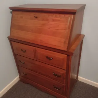 Vintage Solid Wood Drop Front Secretary