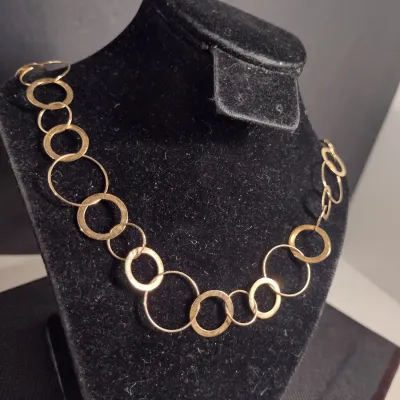 14 Karat Yellow Gold Open Circle Necklace - Approx 9.8 Grams Total Weight, 17" Long (#26)