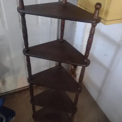 Vintage Wood Corner Etagere
