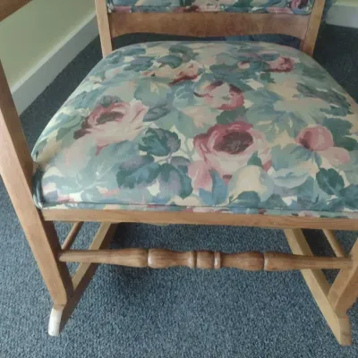 Solid Wood Rocking Chair with Floral Pattern Upholstered Seat and Back
