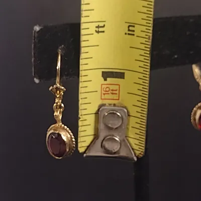 14 Karat Yellow Gold and Gemstone Earrings- Approx 2.4 Grams Total Weight (#29)