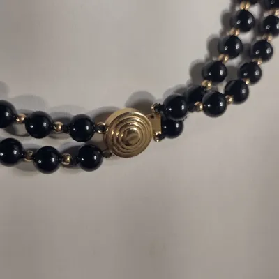 14 Karat Yellow Gold- Double Strand Choker Necklace with Center Pendant- Approx 14 1/2" Long (#16)