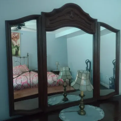 Vintage Bassett Dresser with Three Panel Mirror