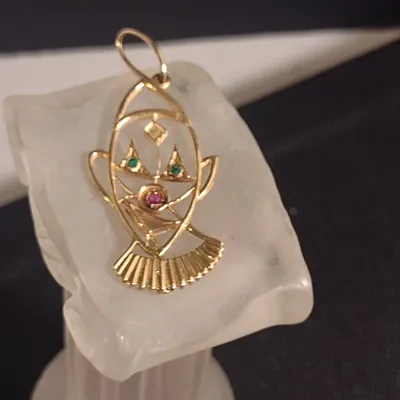14 Karat Yellow Gold and Gemstone Clown Design Pendant- Approx 5.2 Grams Total Weight (#31)