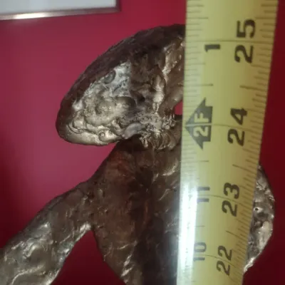 Hammered Bronze-Tone Abstract Mother with Child Metal Statue