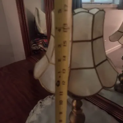Pair of Matching Candlestick Post Lamps with Capiz Shell Shades