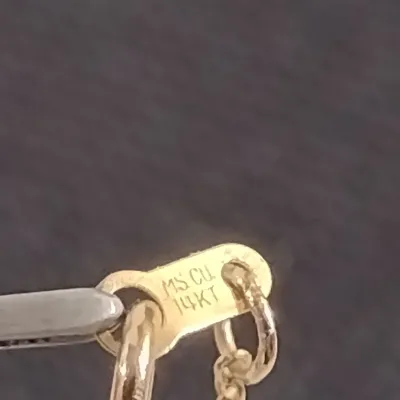 14 Karat Yellow Gold, Gemstone, and Moissanite Necklace- Approx 2.6 Grams Total Weight, 14" Long (#28)
