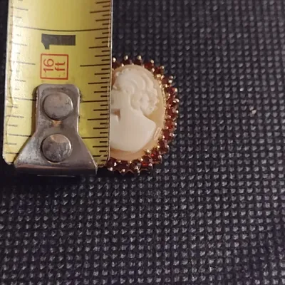 14 Karat Yellow Gold and Gemstone Cameo Pendant/Brooch- Approx 3.5 Grams Total Weight (#21)
