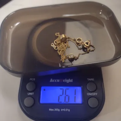 14 Karat Yellow Gold, Gemstone, and Moissanite Necklace- Approx 2.6 Grams Total Weight, 14" Long (#28)