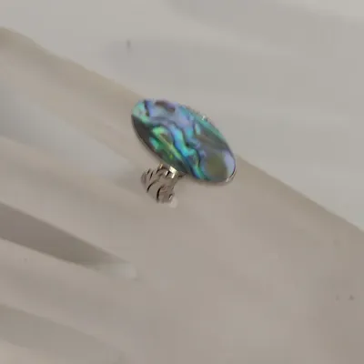 Abalone Ring and Earrings- Sterling Silver Ring Size 5 3/4- Earrings Marked 'Mexico' (#7)
