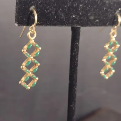14 Karat Yellow Gold and Gemstone Dangle Earrings - Approx 3.3 Grams Total Weight (#25)