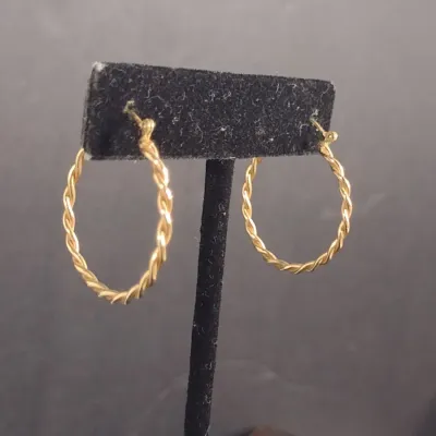 14 Karat Yellow Gold Twist Design Earrings- Approx 3.3 Grams Total Weight (#23)