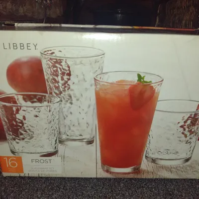 Libbey Drinking Glasses- 16 Count- 'Frost' Pattern- New in Box
