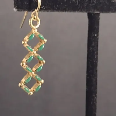 14 Karat Yellow Gold and Gemstone Dangle Earrings - Approx 3.3 Grams Total Weight (#25)