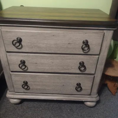 Two Tone Flexsteel Brand Three Drawer Bedside Dresser Choice B