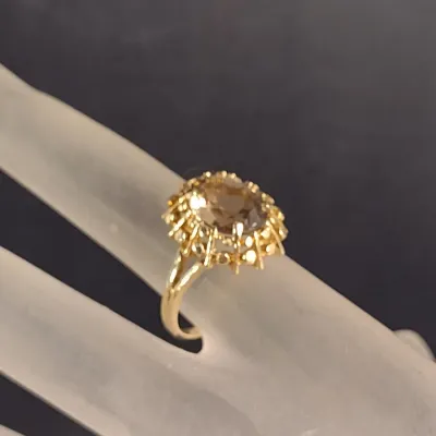 14 Karat Yellow Gold and Gemstone Cocktail Ring- Size 5 3/4- Approx 4.5 Grams Total Weight (#18)