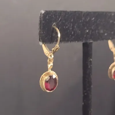 14 Karat Yellow Gold and Gemstone Earrings- Approx 2.4 Grams Total Weight (#29)