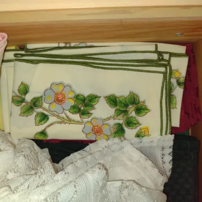 Collection of Table Linens, Linen Kitchen Towels, and Vintage Embroidered Linens