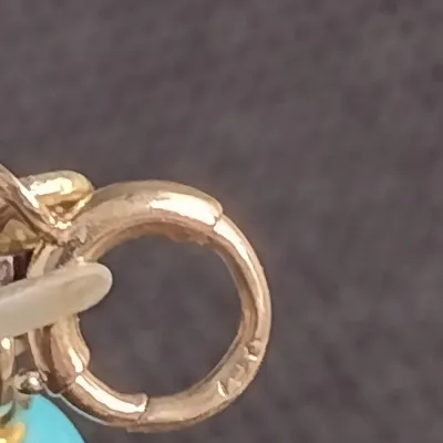 10 Karat Yellow Gold and Turquoise Bead Bracelet- Approx 7" Long, 6.6 Grams Total Weight (#13)