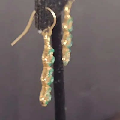 14 Karat Yellow Gold and Gemstone Dangle Earrings - Approx 3.3 Grams Total Weight (#25)