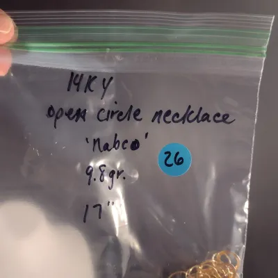 14 Karat Yellow Gold Open Circle Necklace - Approx 9.8 Grams Total Weight, 17" Long (#26)