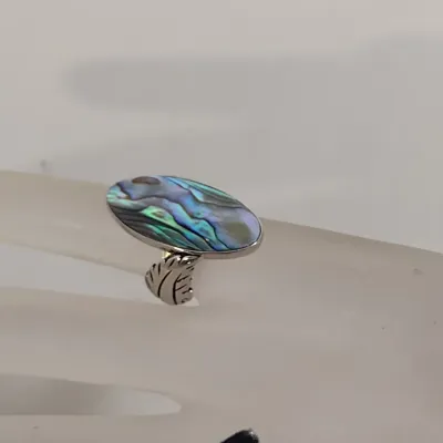 Abalone Ring and Earrings- Sterling Silver Ring Size 5 3/4- Earrings Marked 'Mexico' (#7)