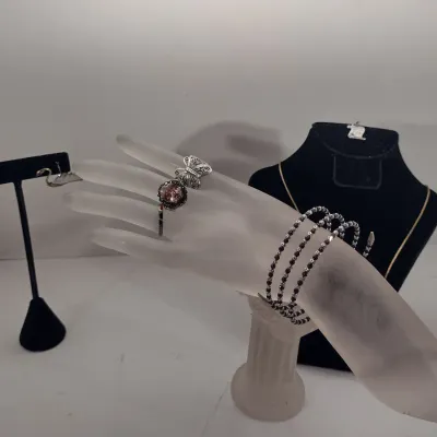 Collection of Sterling Silver Jewelry- Rings, Earrings, Coil Bracelet, Necklace- Approx Total Weight 33 Grams (#9)