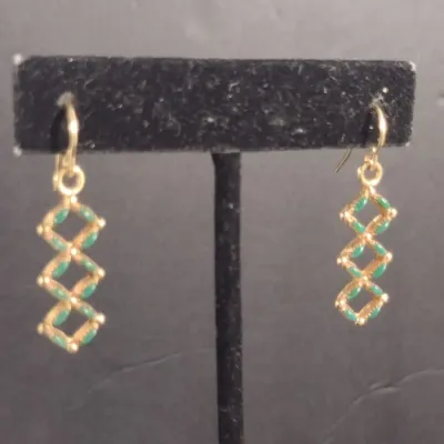 14 Karat Yellow Gold and Gemstone Dangle Earrings - Approx 3.3 Grams Total Weight (#25)