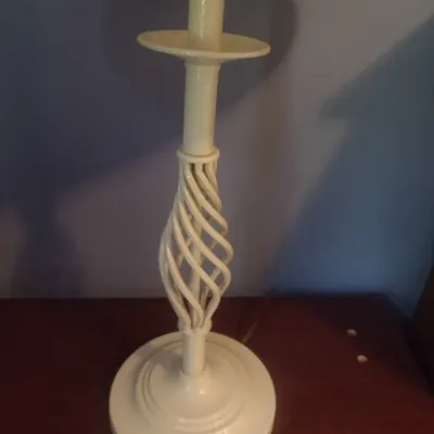 Pair of Matching Wrought Metal Twist Post Lamps with Shades