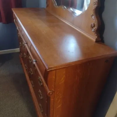 American Drew Three Over Six Dresser with Matching Mirror