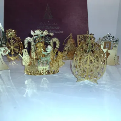 Vintage Danbury Mint Gold Christmas Ornament Collection- 12 Pieces