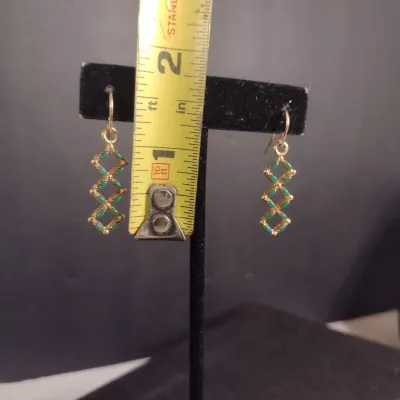 14 Karat Yellow Gold and Gemstone Dangle Earrings - Approx 3.3 Grams Total Weight (#25)