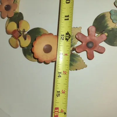 Metal Floral Heart Wreath Hanging Decor- Approx 13 3/4" Wide