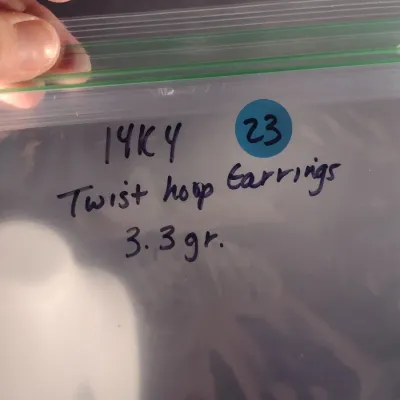 14 Karat Yellow Gold Twist Design Earrings- Approx 3.3 Grams Total Weight (#23)
