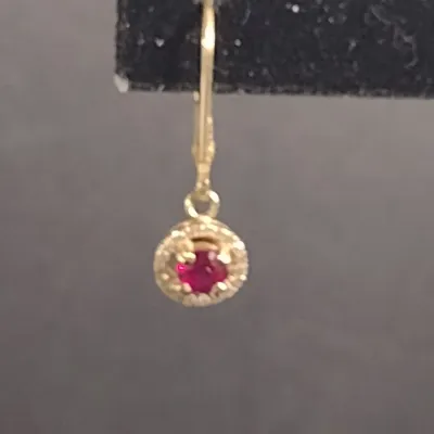 14 Karat Yellow Gold and Gemstone Earrings with Moissanite Border- Approx 1.7 Grams Total Weight (#30)
