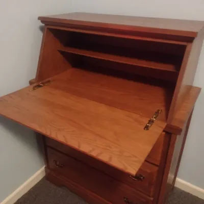 Vintage Solid Wood Drop Front Secretary