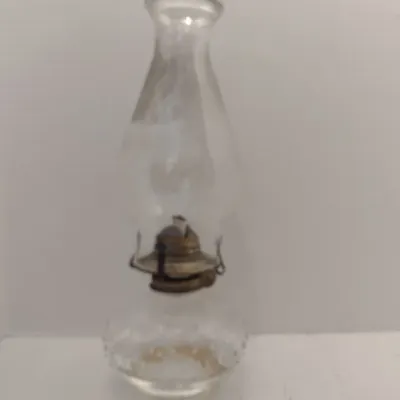 Glass Oil Lamp with Hobnail Design Base- Approx 13" Tall with Chimney